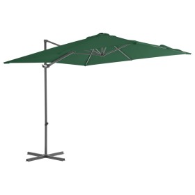 Sombrilla voladiza con poste de acero verde 250x250 cm de vidaXL, Sombrillas - Ref: Foro24-44625, Precio: 203,99 €, Descuento: %