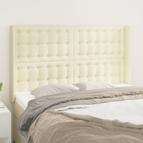 Headboard with ears cream synthetic leather 147x16x118/128cm by , Headboards and footboards - Ref: Foro24-3119672, Price: 121...