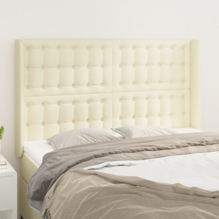 Headboard with ears cream synthetic leather 147x16x118/128cm by , Headboards and footboards - Ref: Foro24-3119672, Price: 121...