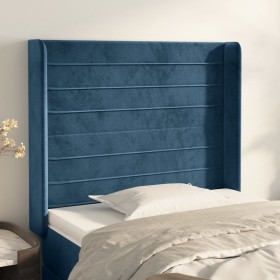 Cabecero con orejas de terciopelo azul oscuro 83x16x118/128 cm de , Cabeceros y pies de cama - Ref: Foro24-3119754, Precio: 7...