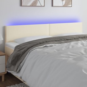 Cabecero con LED cuero sintético color crema 180x5x78/88 cm de , Cabeceros y pies de cama - Ref: Foro24-3121436, Precio: 70,9...