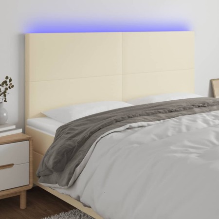 Headboard with LED lights cream synthetic leather 180x5x118/128 cm by , Headboards and footboards - Ref: Foro24-3122248, Pric...