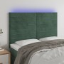 Headboard with LED lights dark green velvet 144x5x118/128 cm by , Headboards and footboards - Ref: Foro24-3122615, Price: 117...