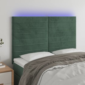 Cabecero con luces LED terciopelo verde oscuro 144x5x118/128 cm de , Cabeceros y pies de cama - Ref: Foro24-3122615, Precio: ...