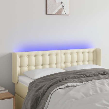 Cabecero con LED cuero sintético crema 147x16x78/88 cm de , Cabeceros y pies de cama - Ref: Foro24-3123328, Precio: 72,03 €, ...