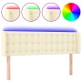 Cabecero con LED cuero sintético crema 147x16x78/88 cm de , Cabeceros y pies de cama - Ref: Foro24-3123328, Precio: 72,03 €, ...