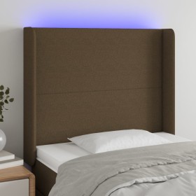 Headboard with LED in dark brown fabric 103x16x118/128 cm by , Headboards and footboards - Ref: Foro24-3123761, Price: 82,99 ...