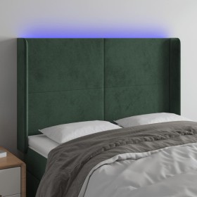 Cabecero con LED de terciopelo verde oscuro 147x16x118/128 cm de , Cabeceros y pies de cama - Ref: Foro24-3123819, Precio: 12...