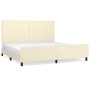 Estructura de cama con cabecero cuero sintético crema 200x200cm de , Camas y somieres - Ref: Foro24-3125471, Precio: 226,99 €...