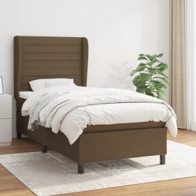 Cama box spring con colchón tela marrón oscuro 80x200 cm de , Camas y somieres - Ref: Foro24-3128000, Precio: 331,84 €, Descu...