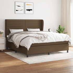 Cama box spring con colchón tela marrón oscuro 160x200 cm de , Camas y somieres - Ref: Foro24-3128056, Precio: 587,52 €, Desc...