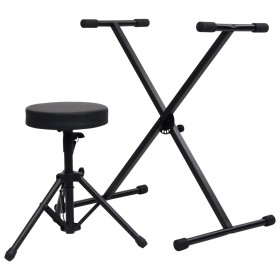 Black Keyboard Stand and Stool Set by vidaXL, Benches and stools - Ref: Foro24-70095, Price: 54,99 €, Discount: %