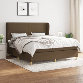 Cama box spring con colchón tela marrón oscuro 180x200 cm de , Camas y somieres - Ref: Foro24-3128384, Precio: 620,99 €, Desc...