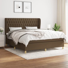 Cama box spring con colchón tela marrón oscuro 180x200 cm de , Camas y somieres - Ref: Foro24-3128784, Precio: 657,22 €, Desc...