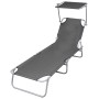 Folding sun lounger with gray steel awning by vidaXL, Loungers - Ref: Foro24-44291, Price: 62,23 €, Discount: %