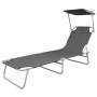 Folding sun lounger with gray steel awning by vidaXL, Loungers - Ref: Foro24-44291, Price: 62,99 €, Discount: %