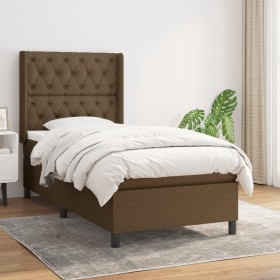 Cama box spring con colchón tela marrón oscuro 80x200 cm de , Camas y somieres - Ref: Foro24-3131628, Precio: 344,27 €, Descu...