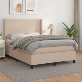 Box spring bed with cappuccino synthetic leather mattress 140x200cm by , Beds and slatted bases - Ref: Foro24-3132386, Price:...