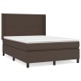 Cama box spring con colchón cuero sintético marrón 140x200cm de , Camas y somieres - Ref: Foro24-3132384, Precio: 496,57 €, D...