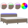 Cama box spring con colchón LED tela gris taupe 200x200 cm de , Camas y somieres - Ref: Foro24-3133025, Precio: 648,80 €, Des...