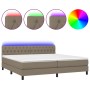 Cama box spring colchón y luces LED tela gris taupe 200x200 cm de , Camas y somieres - Ref: Foro24-3133425, Precio: 636,99 €,...