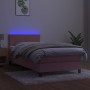 Cama box spring colchón y LED terciopelo rosa 90x190 cm de , Camas y somieres - Ref: Foro24-3134260, Precio: 326,76 €, Descue...