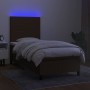 Cama box spring colchón y luces LED tela marrón oscuro 90x200cm de , Camas y somieres - Ref: Foro24-3134688, Precio: 374,74 €...