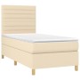 Cama box spring colchón y luces LED tela crema 90x200 cm de , Camas y somieres - Ref: Foro24-3135490, Precio: 359,60 €, Descu...