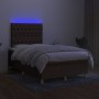 Cama box spring con colchón y LED tela marrón oscuro 120x200 cm de , Camas y somieres - Ref: Foro24-3135664, Precio: 441,31 €...