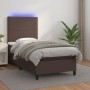 Box spring bed and LED mattress brown synthetic leather 90x200 cm by , Beds and slatted bases - Ref: Foro24-3135804, Price: 3...