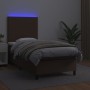 Box spring bed and LED mattress brown synthetic leather 90x200 cm by , Beds and slatted bases - Ref: Foro24-3135804, Price: 3...