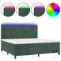 Cama box spring colchón y LED terciopelo verde oscuro 200x200cm de , Camas y somieres - Ref: Foro24-3136026, Precio: 725,92 €...