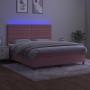 Cama box spring colchón y LED terciopelo rosa 160x200 cm de , Camas y somieres - Ref: Foro24-3136196, Precio: 549,45 €, Descu...