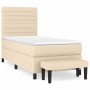 Cama box spring con colchón tela color crema 90x200 cm de , Camas y somieres - Ref: Foro24-3136650, Precio: 383,27 €, Descuen...