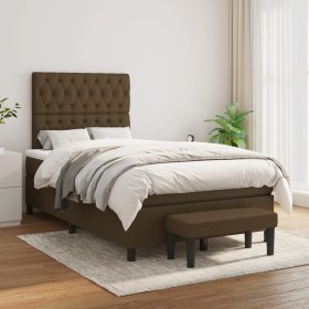 Cama box spring con colchón tela marrón oscuro 120x200 cm de , Camas y somieres - Ref: Foro24-3136824, Precio: 484,23 €, Desc...