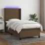 Boxspringbett-Matratze und LED-Leuchten aus dunkelbraunem Stoff, 80 x 200 cm von , Betten und Lattenroste - Ref: Foro24-31383...