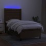 Boxspringbett-Matratze und LED-Leuchten aus dunkelbraunem Stoff, 80 x 200 cm von , Betten und Lattenroste - Ref: Foro24-31383...