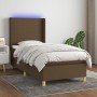 Boxspringbett-Matratze und LED-Leuchten aus dunkelbraunem Stoff, 90 x 200 cm von , Betten und Lattenroste - Ref: Foro24-31386...