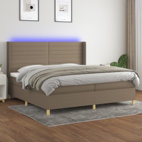 Boxspringbett mit Matratze und LED-Leuchten taupegrauer Stoff 200x200 cm von , Betten und Lattenroste - Ref: Foro24-3138985, ...