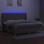 Boxspringbett mit Matratze und LED-Leuchten taupegrauer Stoff 200x200 cm von , Betten und Lattenroste - Ref: Foro24-3139065, ...