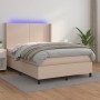 Cama box spring colchón LED cuero sintético capuchino 140x200cm de , Camas y somieres - Ref: Foro24-3139270, Precio: 565,75 €...