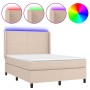 Cama box spring colchón LED cuero sintético capuchino 140x200cm de , Camas y somieres - Ref: Foro24-3139270, Precio: 565,75 €...