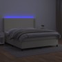 Box spring bed with mattress and LED cream synthetic leather 180x200 cm by , Beds and slatted bases - Ref: Foro24-3139279, Pr...