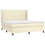 Box spring bed with mattress and LED cream synthetic leather 180x200 cm by , Beds and slatted bases - Ref: Foro24-3139279, Pr...