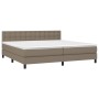 Box spring bed with taupe gray fabric mattress 200x200 cm by , Beds and slatted bases - Ref: Foro24-3140405, Price: 639,36 €,...