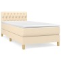 Cama box spring con colchón tela color crema 90x200 cm de , Camas y somieres - Ref: Foro24-3140830, Precio: 321,99 €, Descuen...