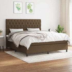 Cama box spring con colchón tela marrón oscuro 160x200 cm de , Camas y somieres - Ref: Foro24-3142028, Precio: 628,99 €, Desc...