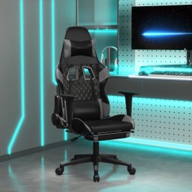 Gaming-Stuhl mit Fußstütze aus schwarzgrauem Kunstleder von , Gaming-Stühle - Ref: Foro24-3143768, Preis: 146,76 €, Rabatt: %