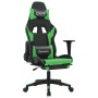 Gaming chair with footrest black green synthetic leather by , Gaming chairs - Ref: Foro24-3143702, Price: 117,65 €, Discount: %