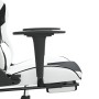 Gaming chair with footrest white black synthetic leather by , Gaming chairs - Ref: Foro24-3143709, Price: 149,57 €, Discount: %